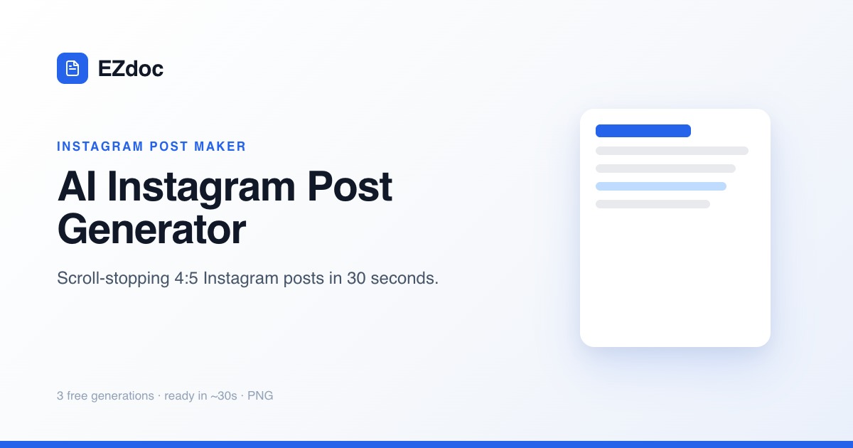 AI Instagram Post Generator — Make IG Posts in 30 Seconds | EZdoc