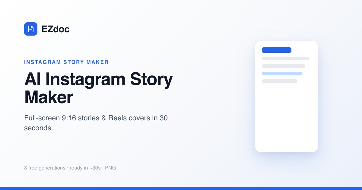 AI Instagram Story Maker — Vertical Stories in 30s | EZdoc