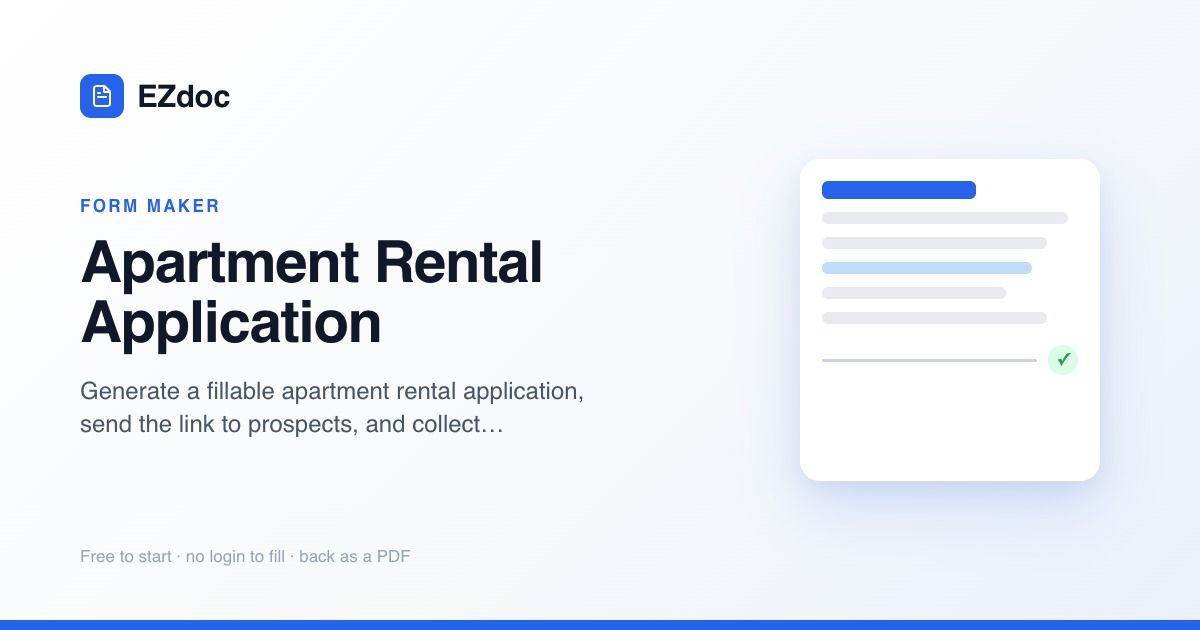 Apartment Rental Application — Free Fillable Form Generator | EZdoc