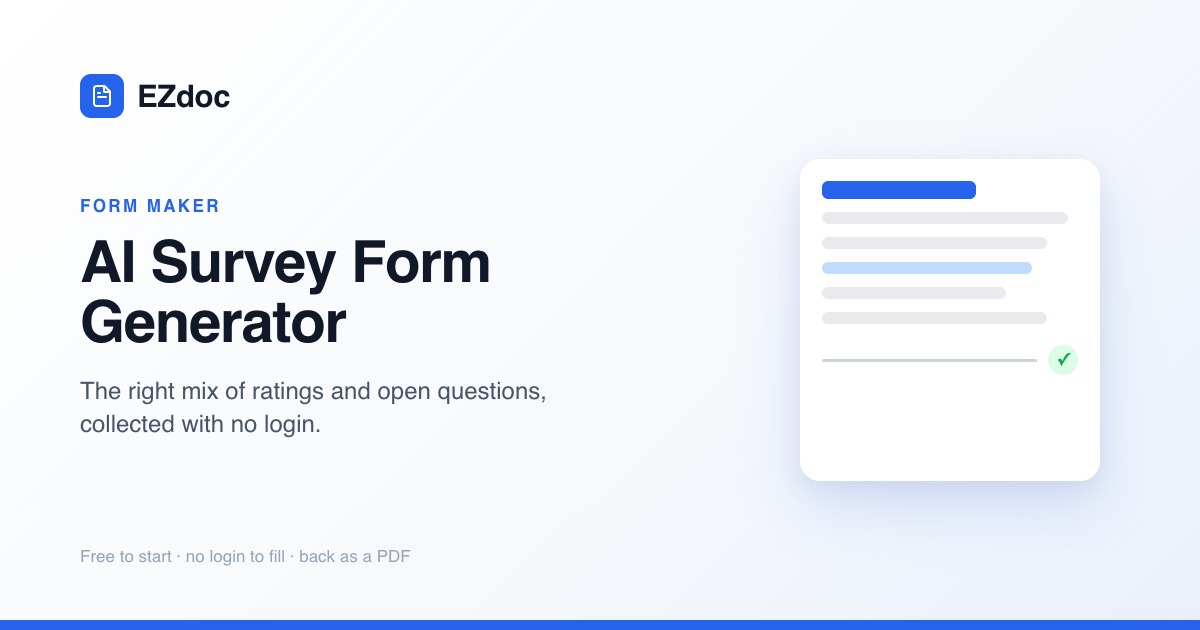 Free AI Survey Form Generator — Gather Feedback in 30 Seconds | EZdoc