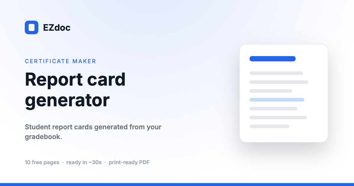 Report Card Generator — Create Student Report Cards from Data | EZdoc ...