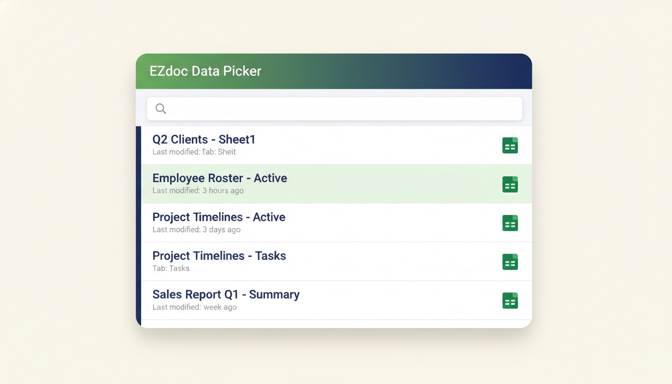 Select a Google Sheet and tab to import your data directly