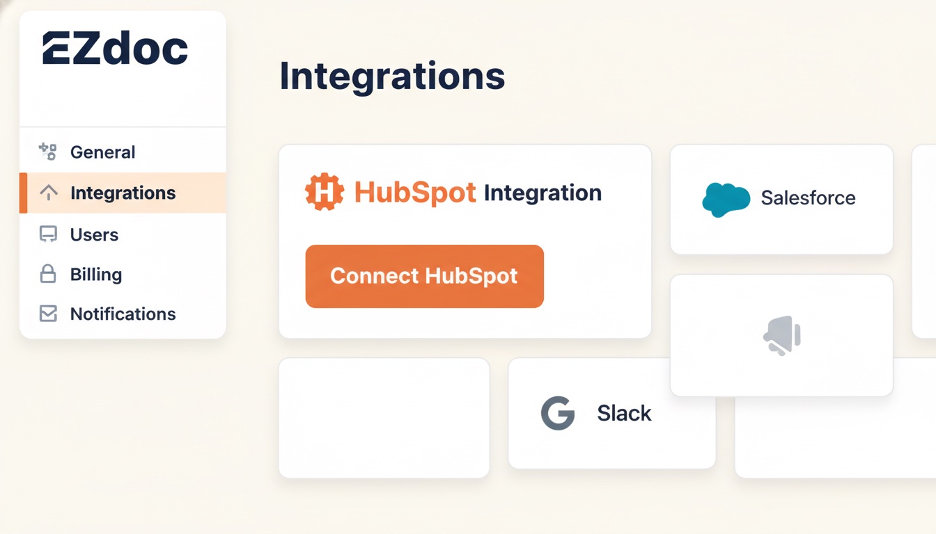 Connect your HubSpot account from the EZdoc Settings page