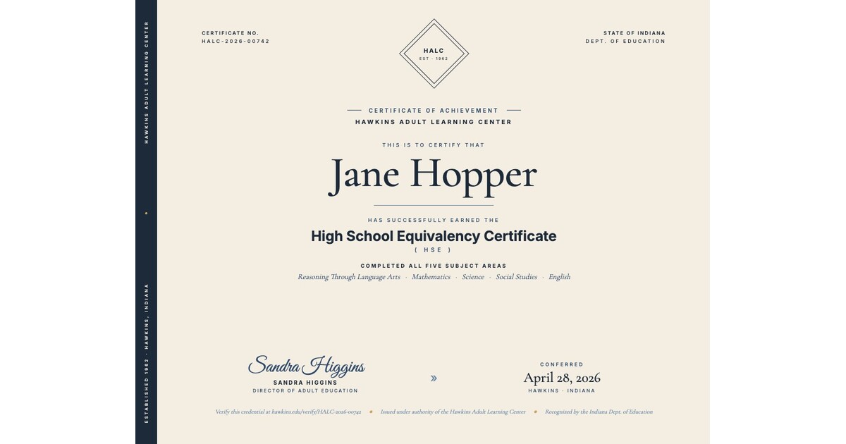 A clean course-completion certificate template ready for personalization